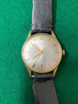 Vintage Avia Gold Plated Watch 17 Jewels Swiss Incabloc.
