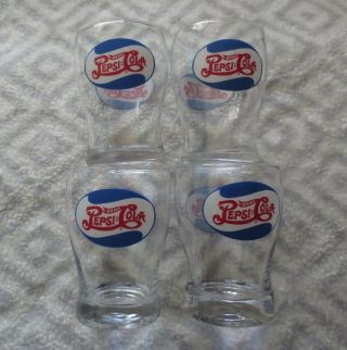 Vintage 4 Pepsi:cola Double Dot Soda Glasses