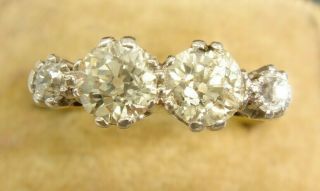 A Fine Antique Solid 18ct Gold & Platinum Diamond Engagement Ring 1ct
