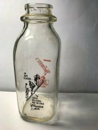 Vintage Pint Milk Bottle - Hoffman Dairy,  w/ sports figures 2
