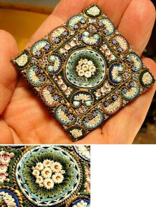 Large Antique Finely Detailed Intricate Micro Mosaic Pin Victorian Brooch Italy