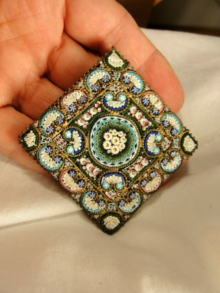 Large Antique Finely Detailed Intricate Micro Mosaic Pin Victorian Brooch Italy 3