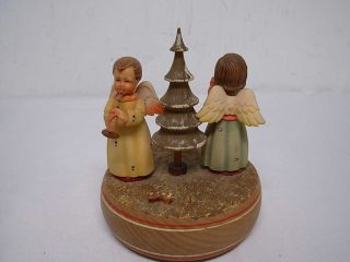 Vintage Anri Reuge Spinning Musical Christmas Angels Play " Silent Night " 5.  5 "