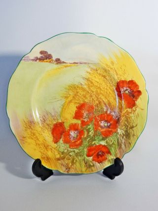 Antique Art Deco 1931 Royal Doulton Poppies In Cornfield Poppy Round Side Plate