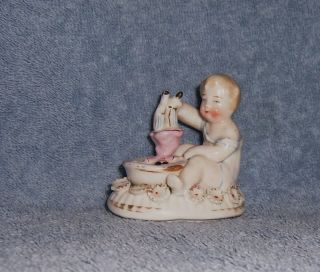 Antique German Porcelain China Frozen Charlotte Toddler Bathing Doll Doll House