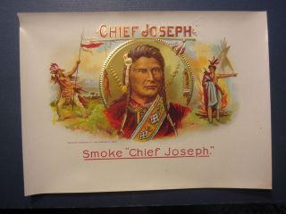 Old Antique - Chief Joseph - Inner Cigar Label - Nez Perce - Indian