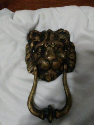 Vintage Solid Brass Lion Head Door Knocker