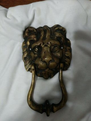 Vintage Solid Brass Lion Head Door Knocker 2