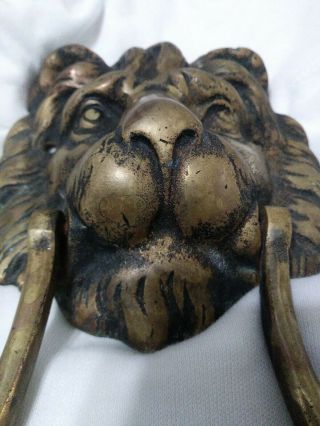 Vintage Solid Brass Lion Head Door Knocker 3