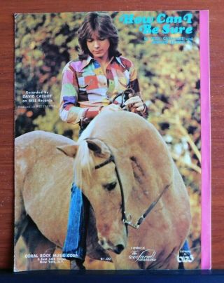How Can I Be Sure - David Cassidy - Vintage 1972 Sheet Music - Piano Vocal Guitar