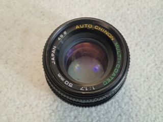 Vintage Auto Chinon 50mm F1.  7 Prime Lens Pentax Mount W/ Canon Ef Adapter