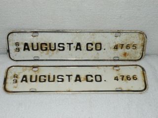 Sequential 1969 Augusta County Co Virginia License Plate Tag Topper Va