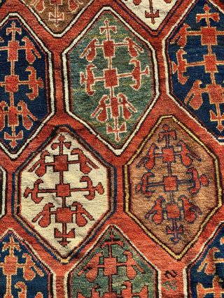 Auth: 19th C Antique Kazak Rare Bordjalou Mystical Caucasian Masterpiece 5x8 NR 2