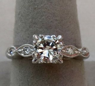 Antique Platinum.  75 Ct Old Transitional Cut Vs Diamond Engagement Ring