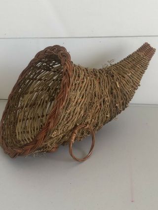 Vintage Style Thanksgiving Cornucopia Basket Horn Of Plenty Twig