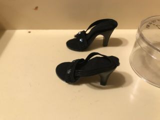 Vtg Dolshoe Black High Heel Shoes R No Hinestones 18 - 20” Cissy Miss Revlon