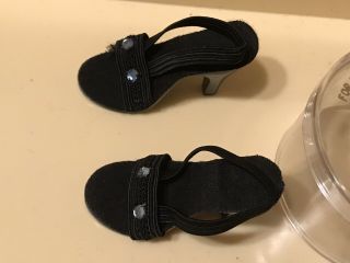 Vtg Dolshoe Black High Heel Shoes R No hinestones 18 - 20” Cissy Miss Revlon 2