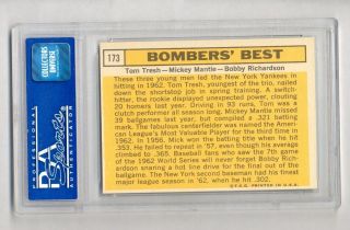 MICKEY MANTLE RICHARDSON TRESH 1963 TOPPS 173 BOMBERS ' BEST 173 PSA 7 NM 2