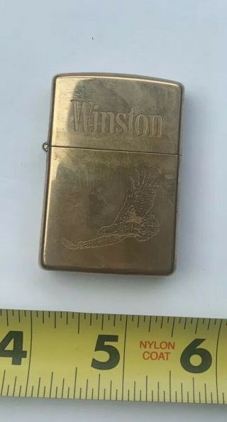 Vintage Winston Cigarette Gold Tone Zippo Lighter - Flying Eagle - Usa - Sparks