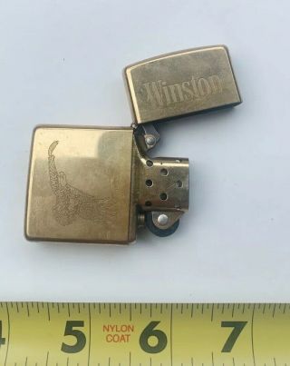 Vintage Winston Cigarette Gold Tone Zippo Lighter - Flying Eagle - USA - Sparks 2