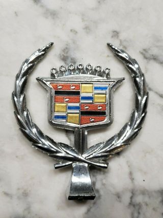 Vintage Cadillac Hood Ornament Emblem Chrome Metal
