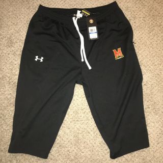Maryland Under Armour Team Issued Black Xl Capri Sweatpants