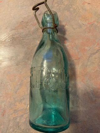 W.  T.  & Co Antique Applied Blob Top Soda Bottle Pontil 49 Greene Ny