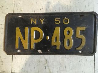 Vintage 1950 York State License Plate Tag Np 485