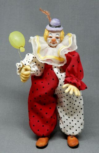 Vintage Poseable Porcelain Clown Doll - Artisan Dollhouse Miniature 1:12 2