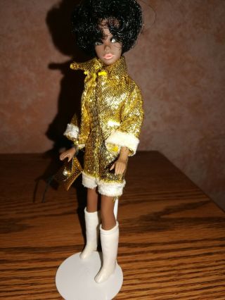 Dawn Pippa Doll Green Eyed Dale In Rare Clone Metallic Gold Lame Fur Shorts Set