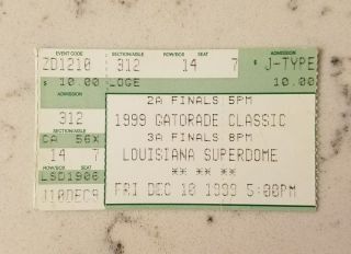 Louisiana 2a And 3a Football Finals Ticket Stub 1999 Superdome Gatorade Classic