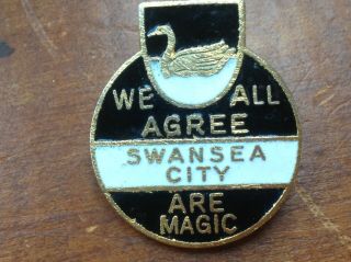 Swansea City Are Magic,  Vintage Enamel Football Pin Badge By Coffer