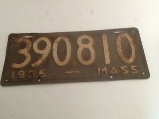 Vintage 1935 Massachusetts License Plate