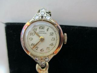 Vintage Girard Perregaux 14k Gold Ladys Wrist Watch Diamond Accents 17j