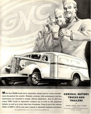 1937 Gm/general Motors Trucks & Trailers Milkman Ad - Antique Vtg Print 14x11 "