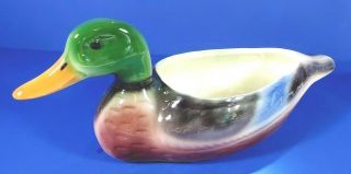 VINTAGE HAND PAINTED CERAMIC DUCK PLANTER - FLAWLESS 3