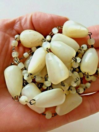 Vintage Jewellery Gorgeous Real MOTHER Of PEARL Long Beaded NECKLACE On WIRE 3