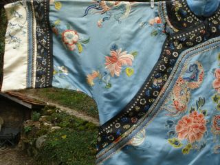 antique chinese embroidered silk robe - forbidden stitches - VGC 3