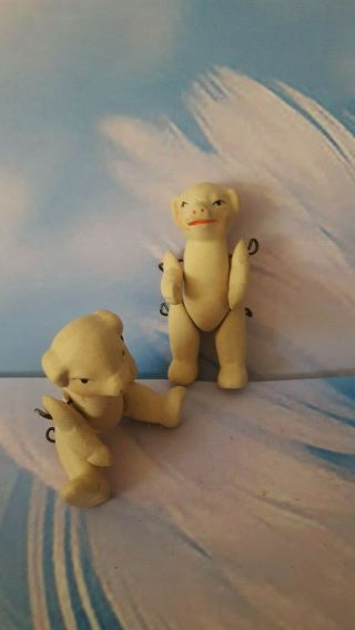 Cute Little " Hertwig " Vintage Style Bisque Porcelain Baby Pig Dolls