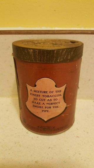 RARE SIZE VINTAGE BLUE BOAR PAPER LABEL TOBACCO TIN WITH TAX STAMP 2