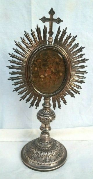 Antique Reliquary Starling Silver With 20 Relics Of Saints