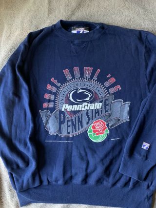 Vintage 90’s Logo 7 Penn State 1995 Rose Bowl Champions Sweatshirt Navy Xl Euc