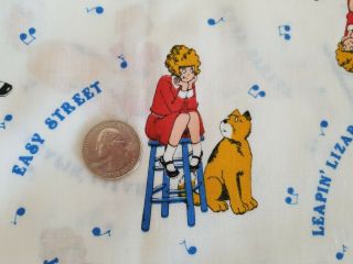 Vintage Little Orphan Annie Print Novelty Fabric Cotton Blend 2 Yds Tomorrow