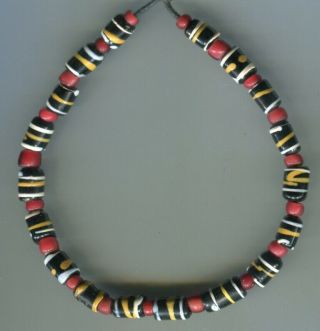 African Trade Beads Vintage Venetian Glass Beads Black Yellow White Wound