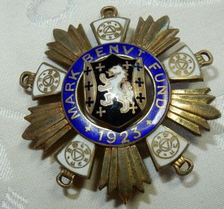 Antique 1923 Masonic Mark Benevolent Fund Mbf Jewel Sterling Silver Medal