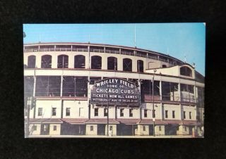 1960 - 64 Kodak Short Run Color Photo Vtg Postcard Wrigley Field Chicago Cubs
