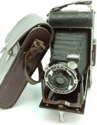 Vintage Kodak Junior 620 Folding Camera W/leather Case