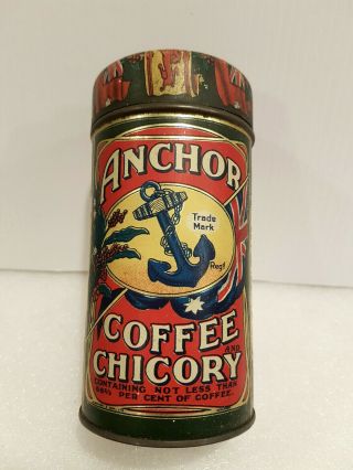 Antique old Vintage Anchor Coffee & Chicory Tin G.  Wood & Son 2