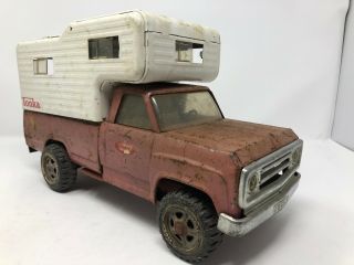 11060 Tonka Pick - Up Truck Camper Metal Diecast Tin Car 4x4 Antique Steel Gas Pil