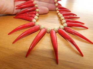 Antique Edwardian Natural Red Coral Long Beads Necklace